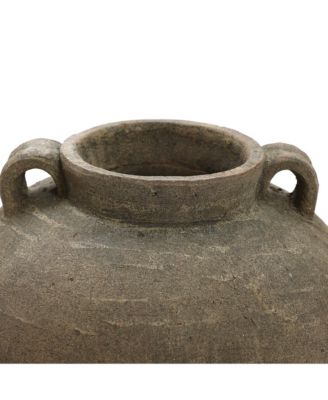 Rustic Brown Terracotta 14.6-Inch Tall Vase