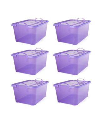 Purple Stackable Closet &amp; Storage Box 55 Quart Containers (6 Pack)