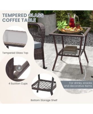 3 Pieces Rocking Bistro Set with 2-Tier Table