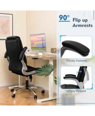 Modern Height Adjustable PU Leather Office Chair with Rocking Function