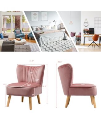 Modern Armless Velvet Accent Chair with Wood Legs