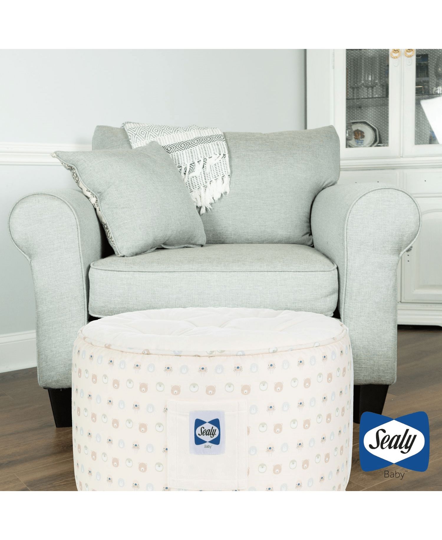 Toddler Sealy Pouf - Beige Animal Faces