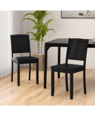 Wood Dining Chair Set of 2 Armless Kitchen Chairs with Rubber Wood Legs