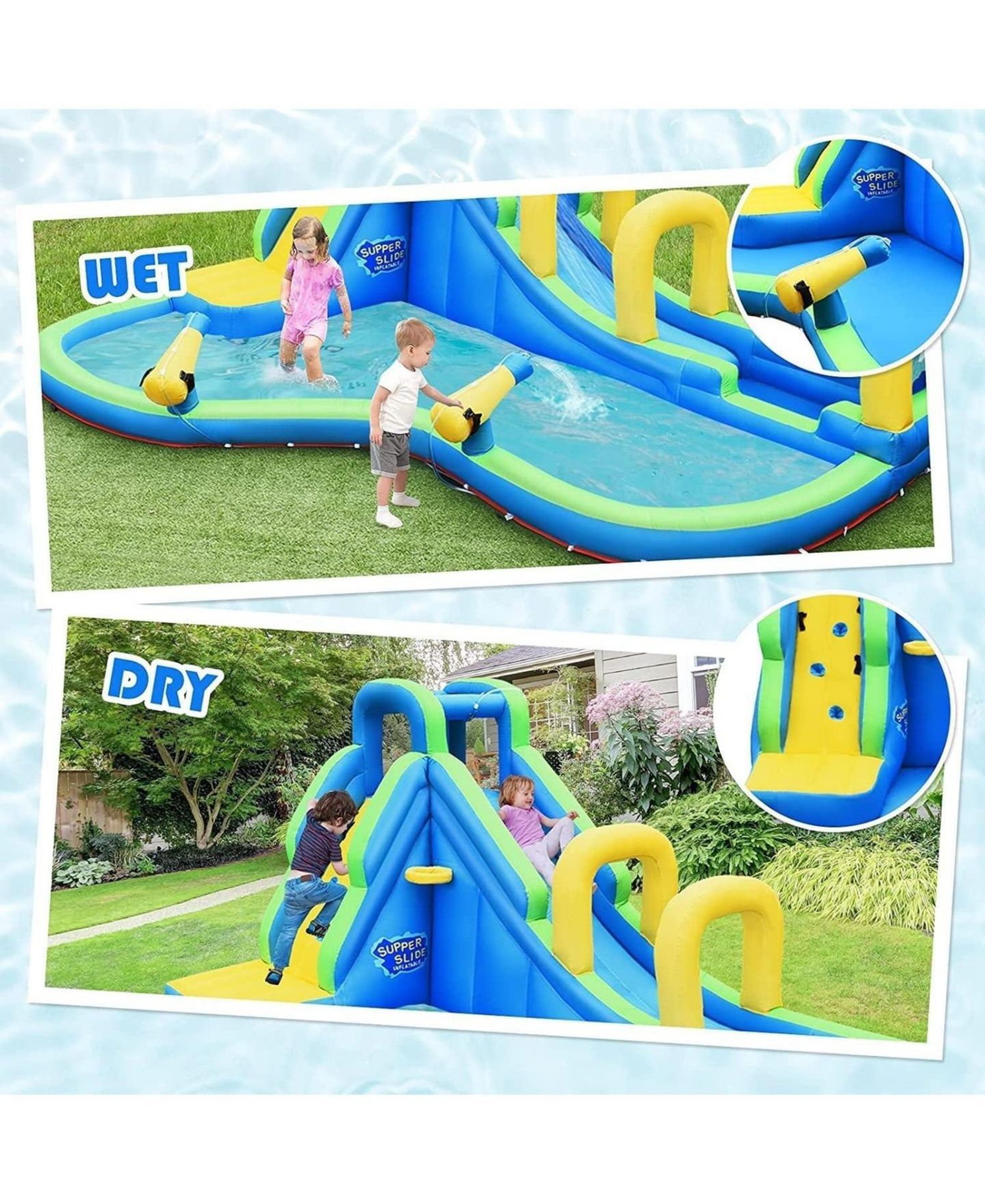 Детская игрушка GOUUN Inflatable Water Bounce House with Water Slide, Splash Pool & 735W Blower, Ages 4+ — фото 5
