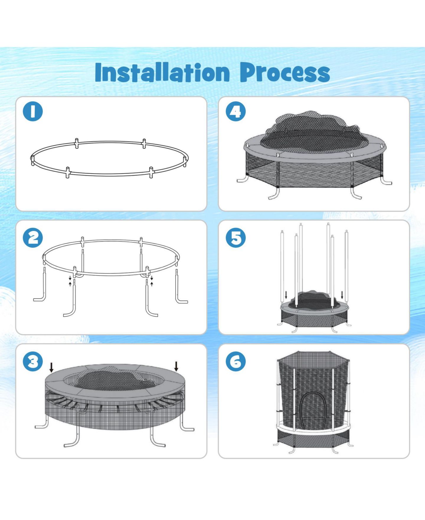 Детская игрушка GOUUN 55 in Kids Trampoline with Safety Enclosure Net and Elastic Ropes — фото 6