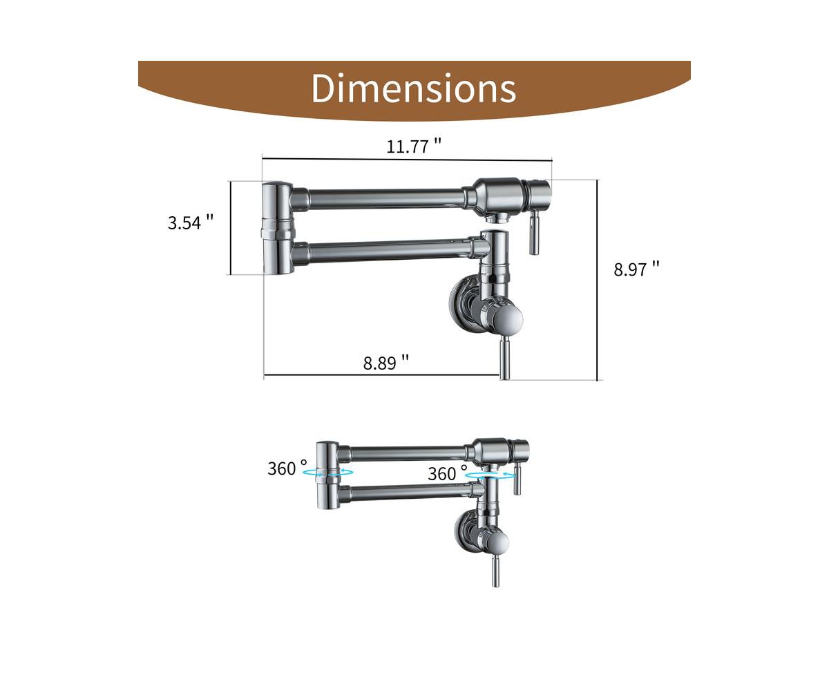 Casainc Contemporary Wall Mount Swing Arm Folding Pot Filler Kitchen Faucet