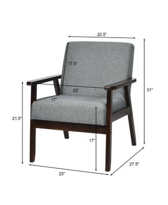 Solid Rubber Wood Fabric Accent Armchair