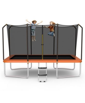 8 x 14 Feet Rectangular Recreational Trampoline with Safety Enclosure Net and Ladder