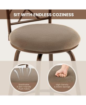 2 Pieces Swivel Pluch Fabrice Cushioned Bar Stool Set