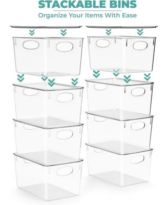 Large Plastic Storage Bins with Lids - for Kitchen Organization, Pantry/Storage Organizers, Fridge Organizer - Clear Storage Bins (4 pack)