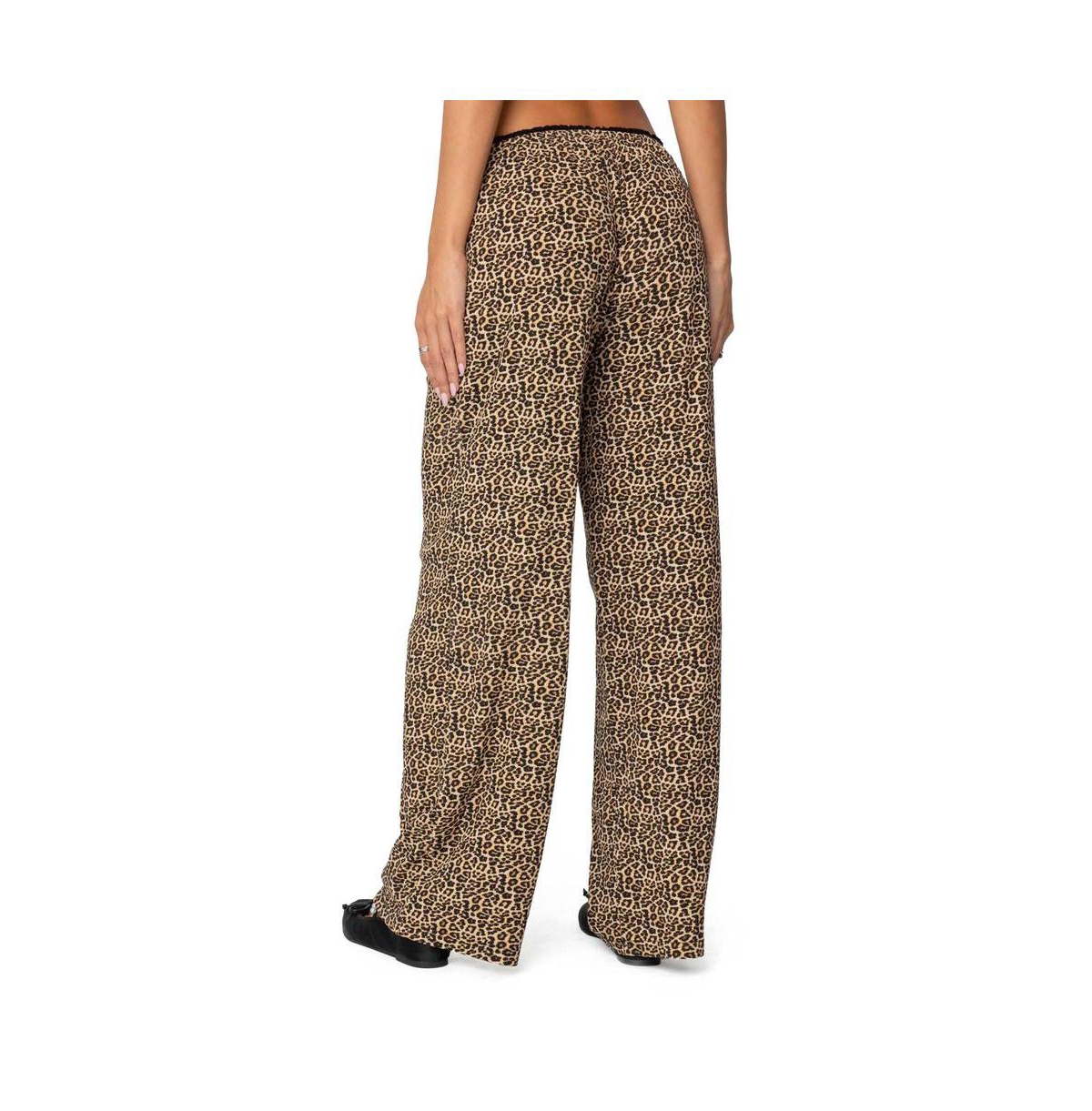 Edikted Women's Lue Leopard Printed Ribbed Pants