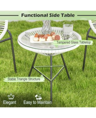 3 Pieces Patio Acapulco Furniture Bistro Set with Glass Table