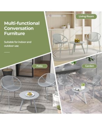 All Weather PP Patio Conversation Set with Round table and 2 Chairs
