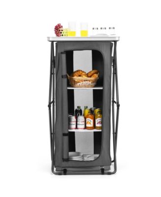 GOUUN Folding Camping Storage Cabinet with 3 Shelves and Carry Bag-L