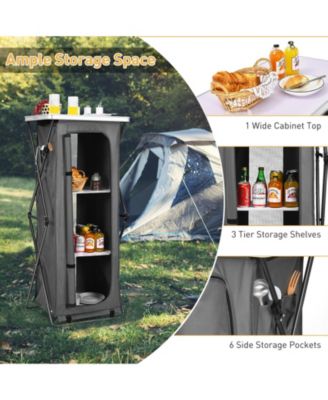 Folding Camping Storage Cabinet with 3 Shelves and Carry Bag-XL
