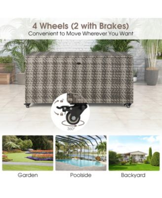 96 Gallon PE Wicker Outdoor Storage Box with 4 Wheels