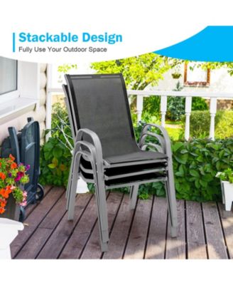 Outdoor Dining Table Set with Extendable Aluminum Table and 4 Stackable Chairs