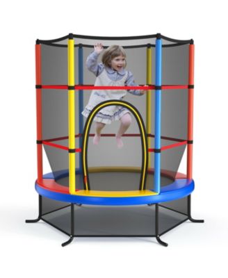 55 Inch Kids Recreational Trampoline Bouncing Jumping Mat with Enclosure Net