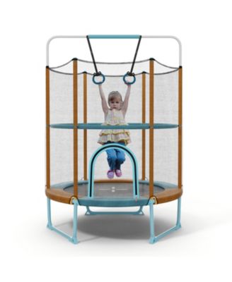 60 Inch Trampoline with Gymnastic Bar and Rings for Kids