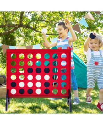 Wooden 4-in-a-row Game Set with 42 PCS Chips and 600D Oxford Fabric Carrying Bag