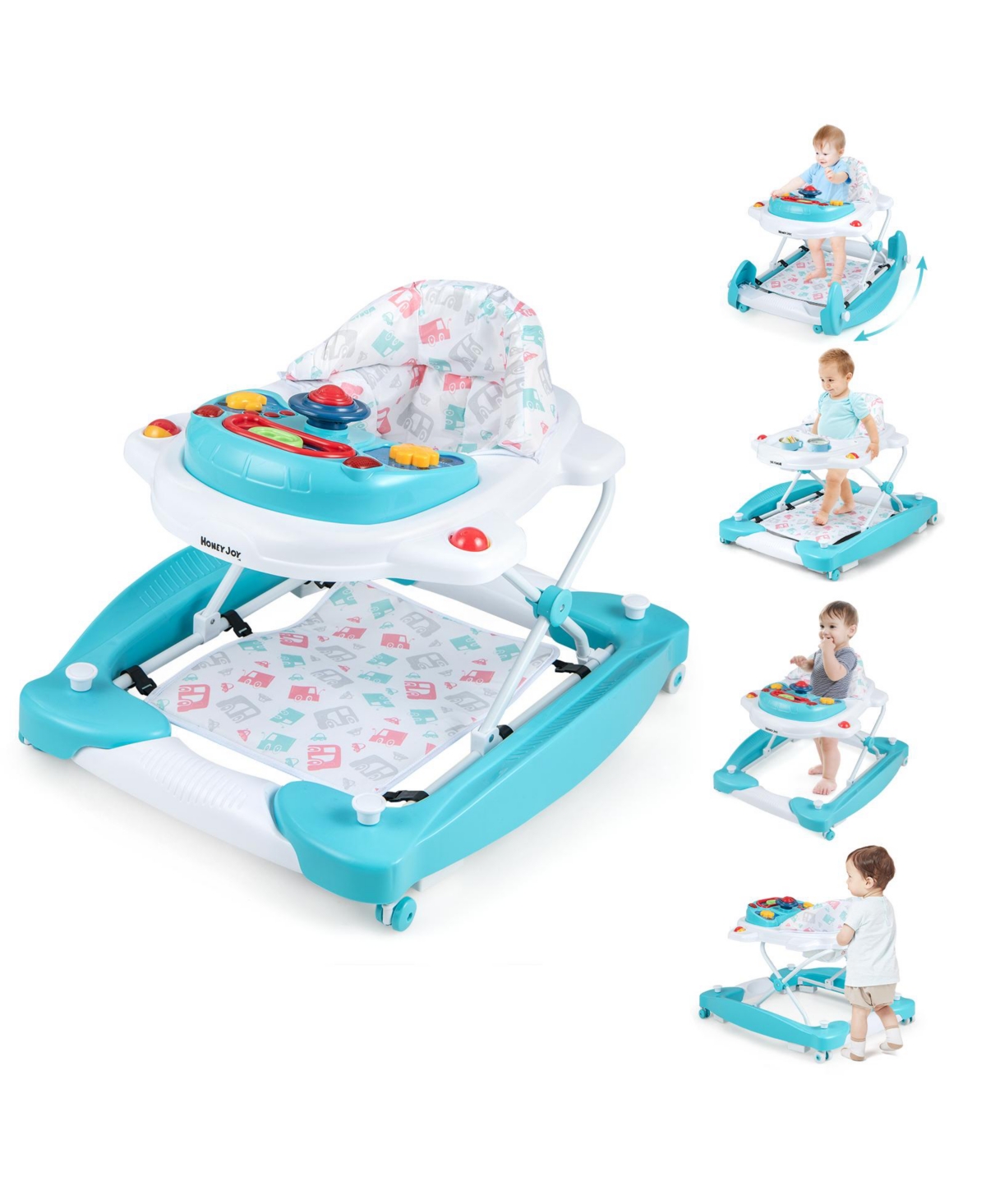 Gouun 6 in 1 Foldable Baby Walker with Adjustable Height