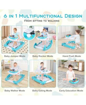 6 in 1 Foldable Baby Walker with Adjustable Height