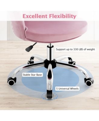 Adjustable Vanity Velvet Chair with Seashell Back and Wheels