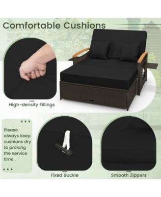 Outdoor Wicker Daybed with Folding Panels and Storage Ottoman