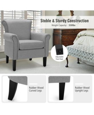 Upholstered Fabric Accent Chair with Adjustable Foot Pads