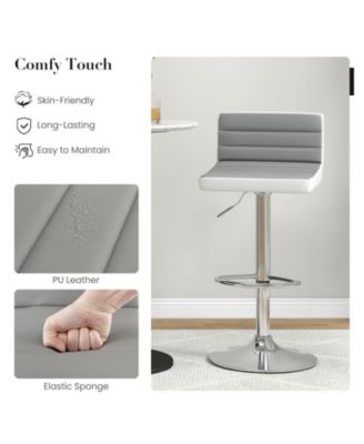 Set of 2 Adjustable Heights Barstool with PU Leather