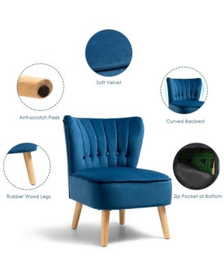 Armless Accent Chair Tufted Velvet Leisure Chair