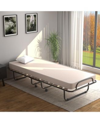 Portable Folding Bed with Memory Foam Mattress and Sturdy Metal Frame