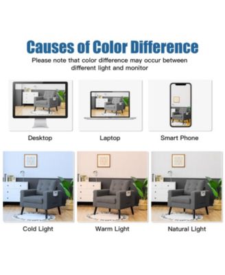 Mid-Century Upholstered Armchair Club Chair with Rubber Wood Legs