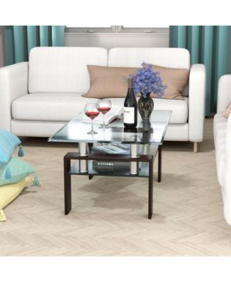 Rectangle Glass Table with Metal Legs