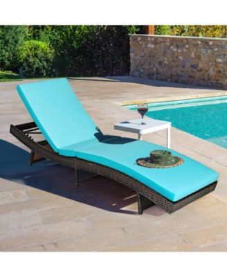 Patio Folding Adjustable Rattan Chaise Lounge Chair with Cushion