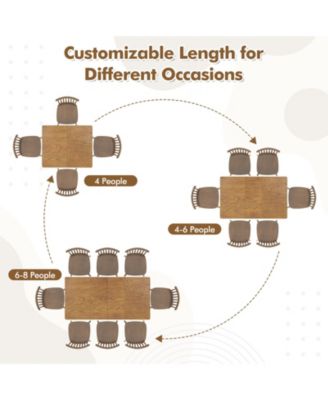 Extendable Dining Table with Rubber Wood Legs for 4-8 People