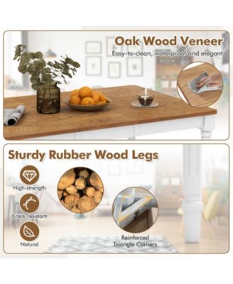 Extendable Dining Table with Rubber Wood Legs for 4-8 People