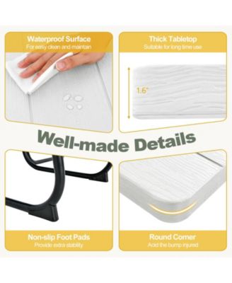 Outdoor Picnic Table with 4 Benches and Umbrella Hole