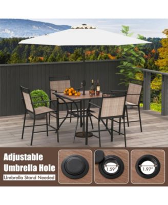 Patio Dining Table for 4 Square Bistro Table with Umbrella Holes