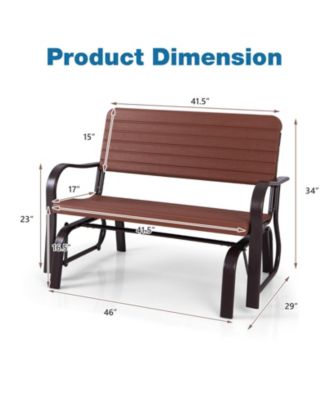 2-Seat Porch Glider with HDPE Back Seat and Steel Frame