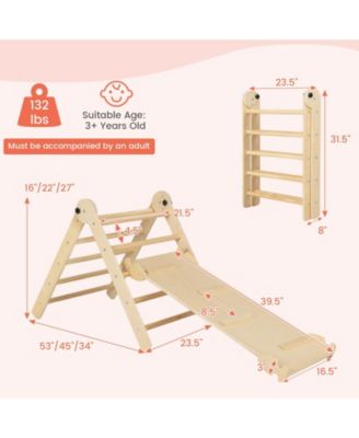 3-in-1 Climbing Set Foldable and Adjustable Kids Triangle Set