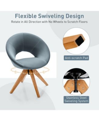 Swivel Accent Chair with Oversized Upholstered Seat for Home Office