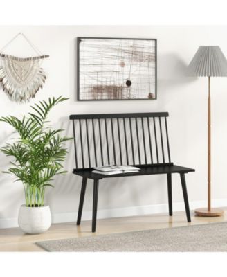 Entryway Bench for 2 with Spindle Back for Kitchen Dining Room Hallway