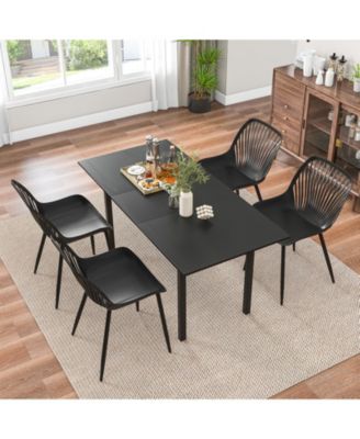 Modern Kitchen Chairs with Metal Legs Cutout Backrest Curved Seat for Dining Room Home Office