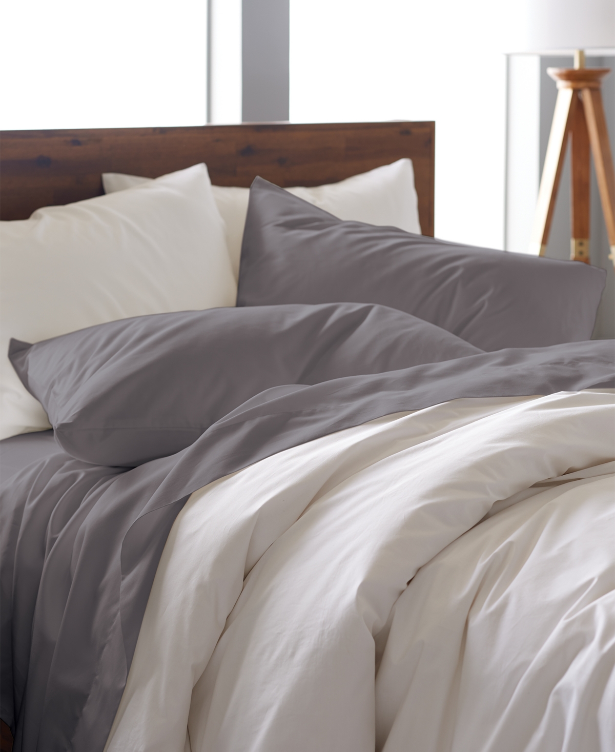 Ella Jayne Percale Cool And Crisp 500 Thread Count 100% Cotton Pillowcase Set, King In Charcoal