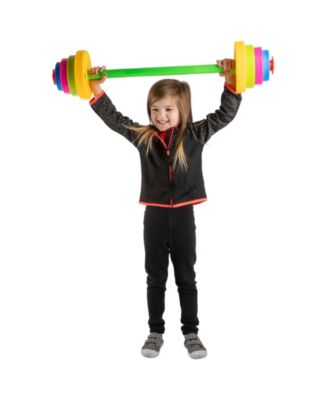 Hey Play Barbell and 8 Plates Kids Weight Set