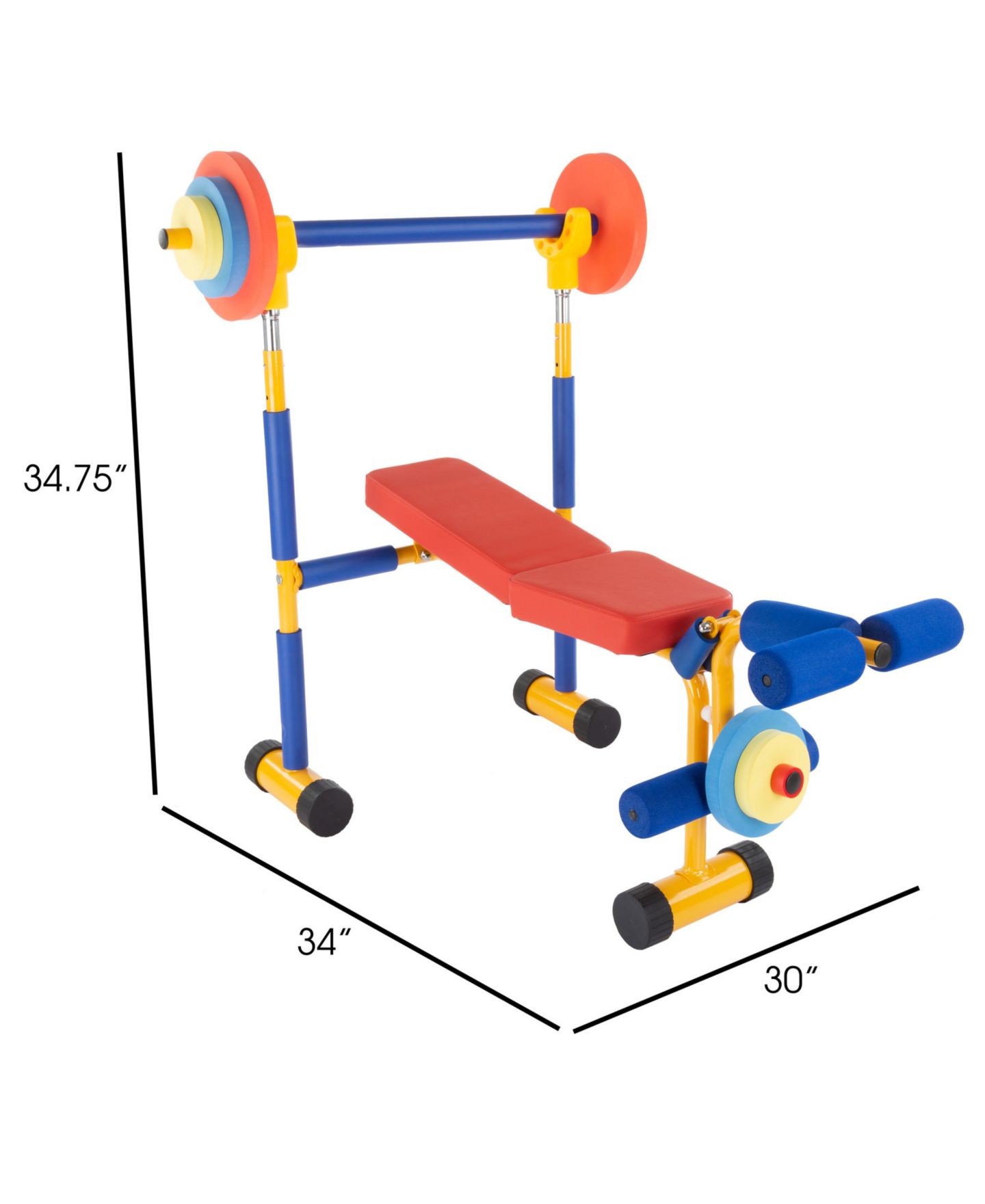 Детские игрушки Trademark Global Hey Play Adjustable 3-Piece Weight Bench Set, Ages 3+ — фото 2