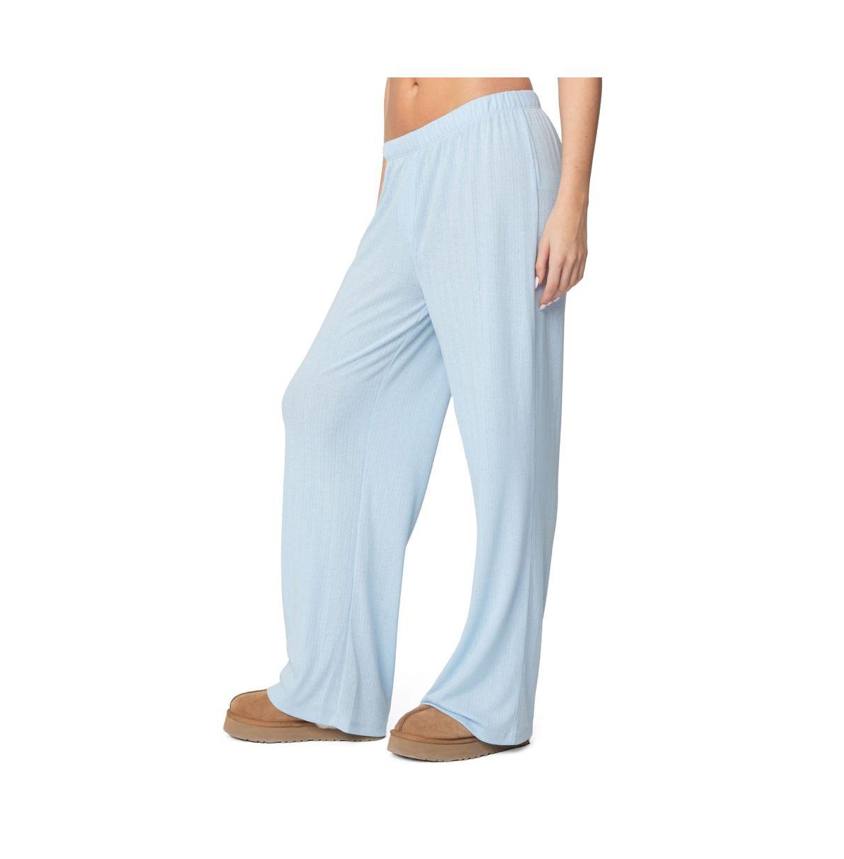 Edikted Women's Ren Pointelle Pants - Light-blue