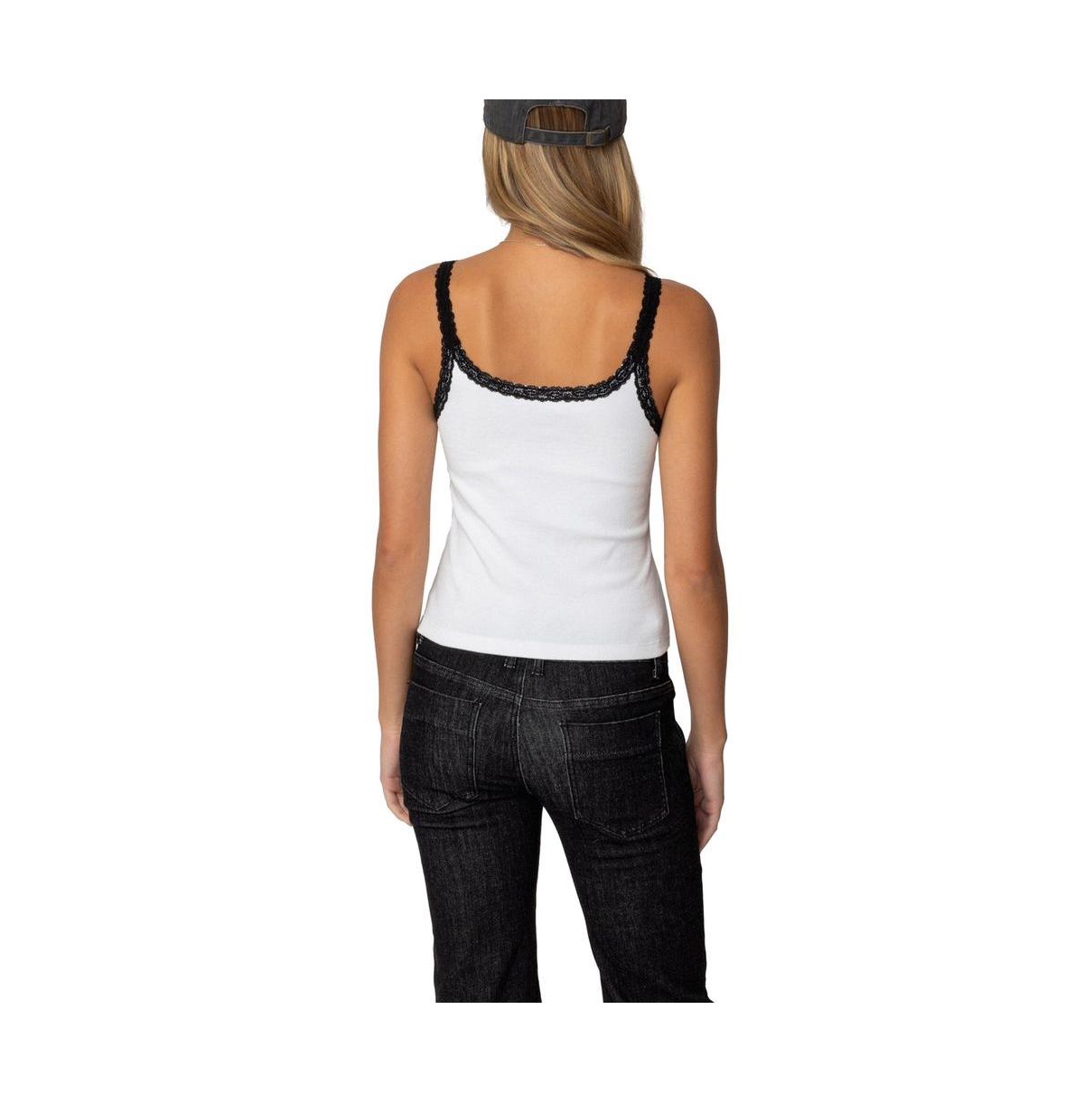 Edikted Women's Jude Lacey Ribbed Tank Top