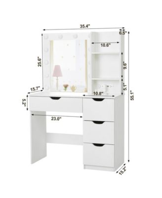 Makeup Vanity with Drawers, Vanity Desk with Mirror and Lights in 3 Colors